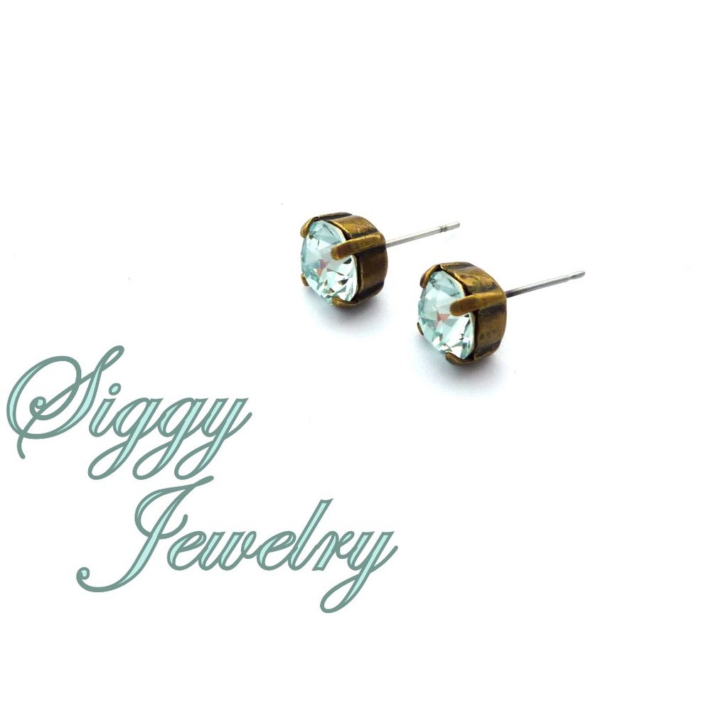 Swarovski Crystal Light Azore Pale Blue Studs - Picture 4 of 7
